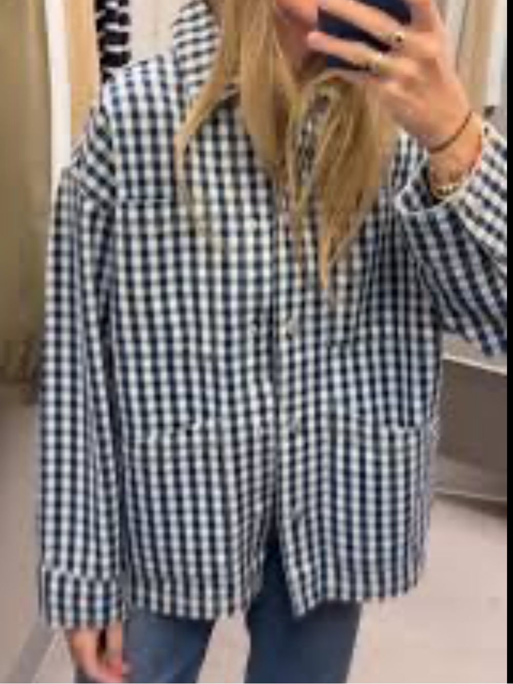 Universal Thread Denim Chore blue and white check barn Coat L  L
